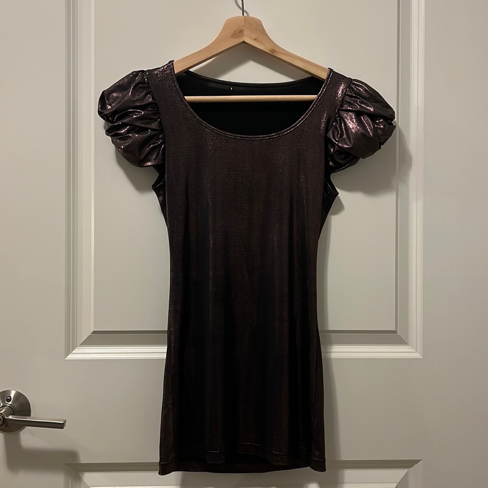 Metallic Puffy Sleeve Top